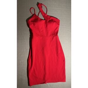 B. DARLIN Women’s Size 3/4 Sexy Dress Bright Red Curved Straps Bodycon Formal